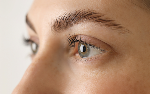Eyebrow waxing and lash tinting, showing smooth skin, fuller brows, and naturally enhanced lashes